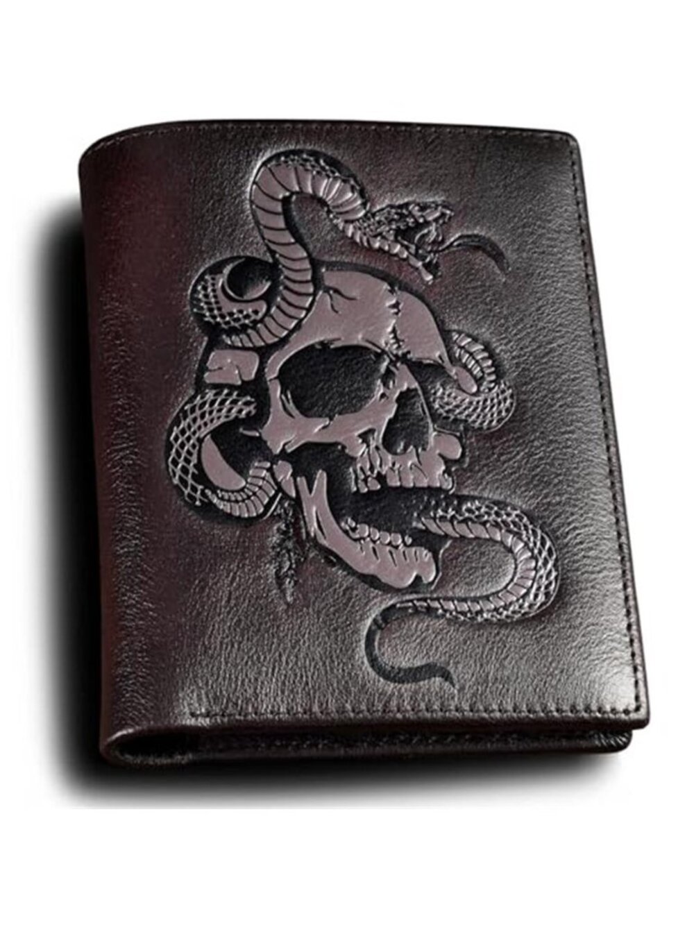 New Cool Wallets For Men Bifold,Skull Mens Wallet Leather Vertical,RFID